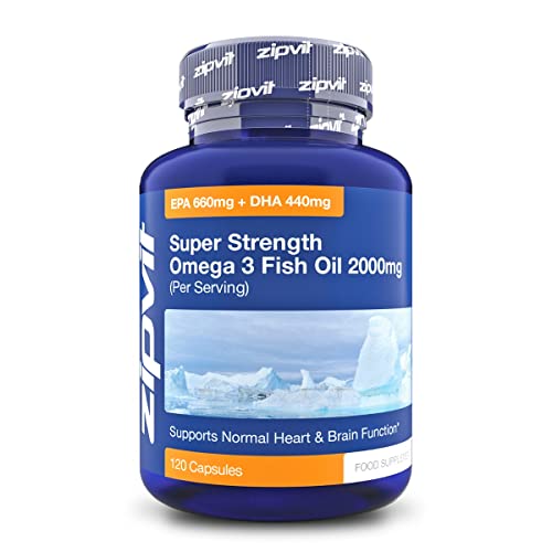 Omega 3 Fish Oil 2000mg, EPA 660mg DHA 440mg per Daily Serving. 120 Capsules Zipvit uk supplements