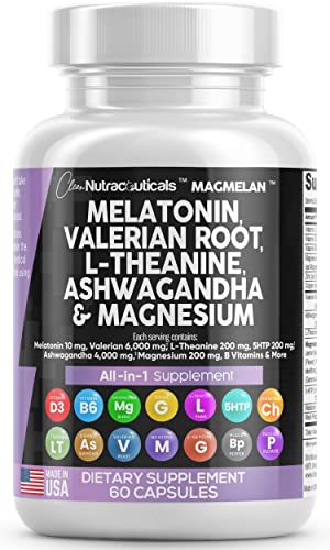 Melatonin 10mg Valerian Root 6000mg L Theanine 200mg Ashwagandha Clean Nutraceuticals uk supplements