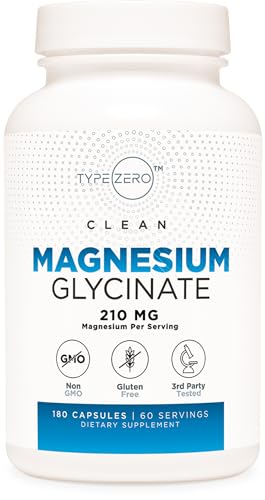 Type Zero Magnesium Glycinate (210mg | 180 Capsules) Pure, Non-GMO, Gluten Free Type Zero uk supplements