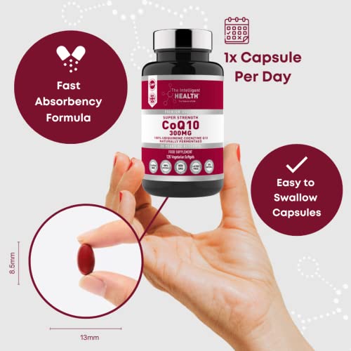 Ubiquinone Coenzyme Q10 300mg Softgel Capsules, 120 Super Strength Vegan Friendly The Intelligent Health uk supplements