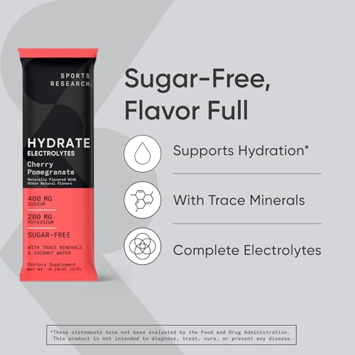 Sports Research Hydrate Electrolytes Powder Packets - Sugar-Free & Naturally Flavored Sports Research uk supplements