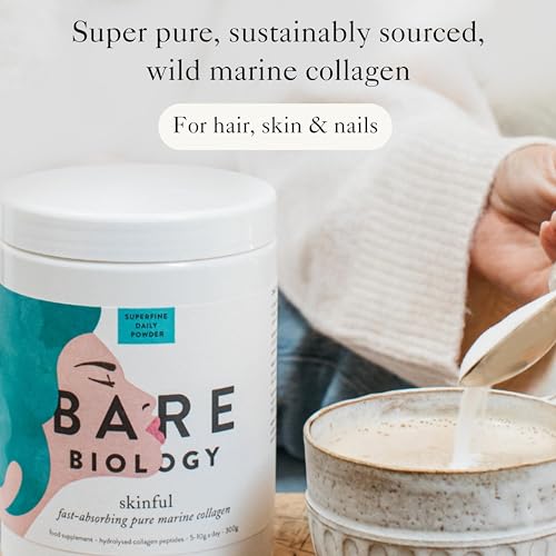 Bare Biology Collagen Powder, 300g/60 Servings - Skinful Pure Marine Collagen Supplement for Skin Bare Biology uk supplements