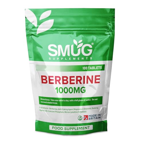 SMUG Supplements Berberine Tablets - 100 High Strength 1000mg Pills - Can Promote SMUG Supplements uk supplements