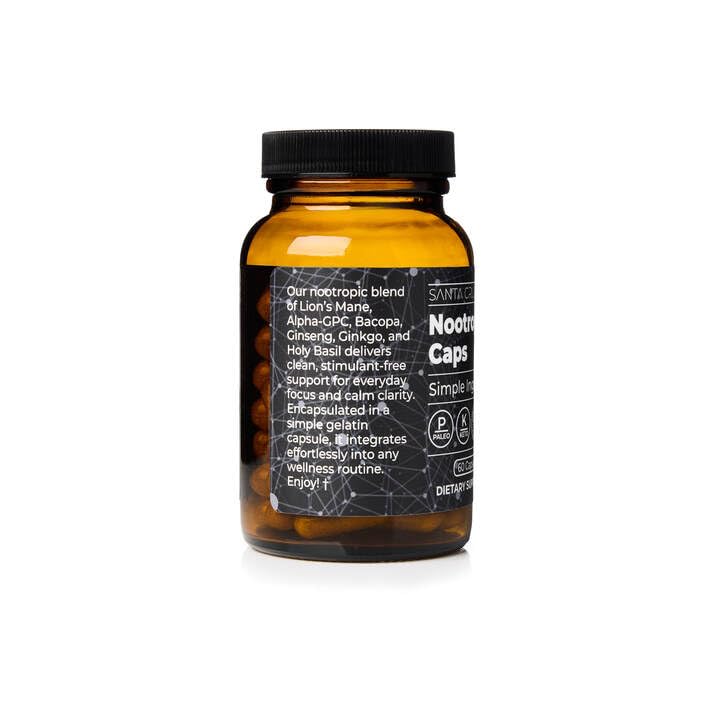 Santa Cruz Paleo Nootropic Capsules – Lions Mane, Alpha GPC, Panax Ginseng & Ginkgo Biloba for Focus, Memory, Mental Clarity & Energy – Keto, Paleo, Gluten Free Brain Supplement, 60 Caps Santa Cruz Paleo uk supplements