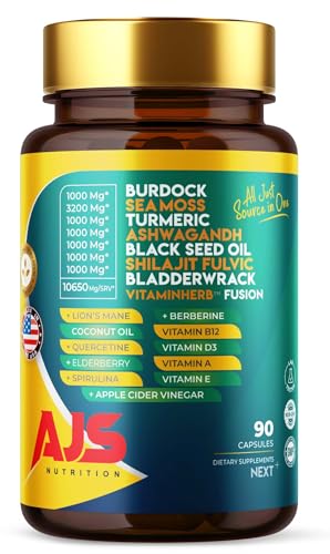 AJS Sea Moss Capsules 3200Mg, Shilajit 1000Mg with Black Seed Oil, Ashwagandha AJS Nutrition uk supplements