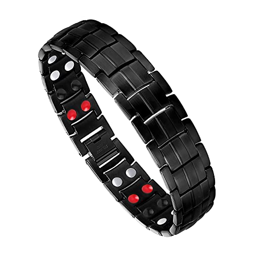 Feraco Mens Magnetic Bracelet Titanium Steel Magnetic Bracelet with Double Row 4 Elements Feraco uk supplements