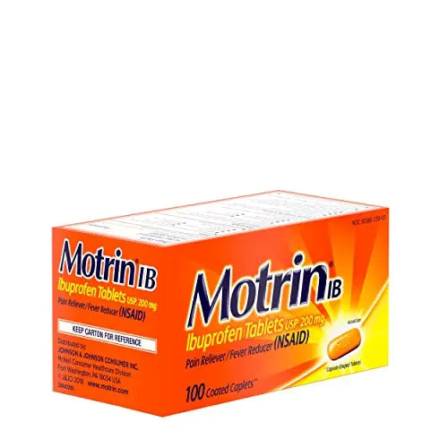Motrin IB, Ibuprofen 200mg Tablets, Pain Reliever & Fever Reducer for Muscular Aches, Headache, Backache, Menstrual Cramps & Minor Arthritis Pain, NSAID, 100 Ct Motrin uk supplements