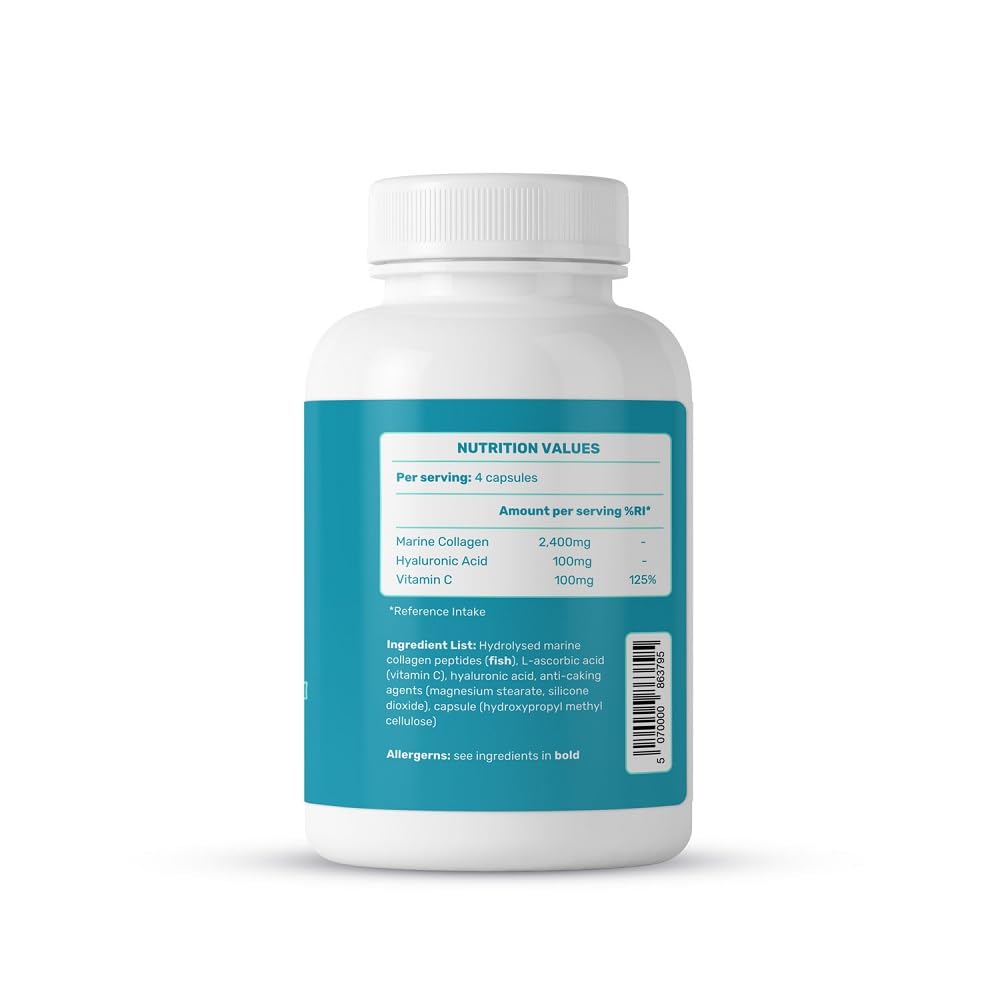 TRUE MARINE Collagen Capsules - 2,400mg of Marine Collagen with Hyaluronic Acid & Vitamin C - Skin, Hair, Nails & Joint Support TRUE MARINE uk supplements