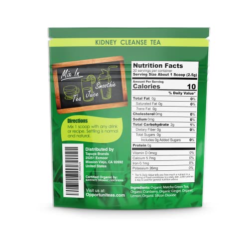 Opportuniteas Organic Kidney Detox Tea- Matcha Green Tea, Cranberry, Lemon & Ginger Opportuniteas uk supplements