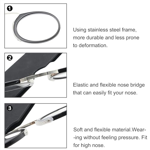 COVESATO Mini Armless Reading Glasses for Men Women Slim Thin Clip on Nose Readers COVESATO uk supplements