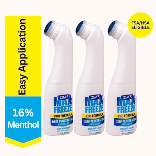 Zim's Max Freeze Liquid | 3 Pack - Pain Relief Topical Analgesic Cooling Liquid for Muscles and Joints Associated with Backaches, Arthritis, Strains, Bruises & Sprains, (P251080-1) 3 Ounce Zim’s Max uk supplements
