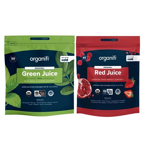 Organifi Green Juice and Red Juice Bundle - 30 Day Supply - Delicious, Refreshing Organic Organifi uk supplements