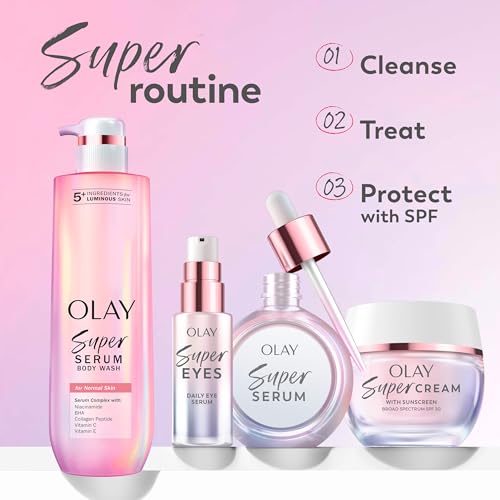 Olay Super Serum - Glow Serum for Face - Activated Niacinamide, Vitamin C & E, Collagen Peptide, AHA - 5-in-1 Benefits - Brightens, Hydrates, Smooths, Firms, Evens Tone, Proactive Anti-Aging, 1.7 Oz Olay uk supplements
