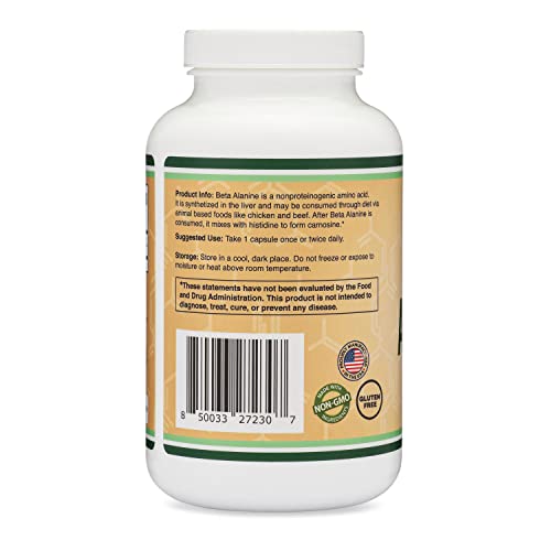 Beta Alanine Powder Capsules (Bulk Jar 240 Pills, 1.5 Gram Servings) Stimulant Free Pre Double Wood Supplements uk supplements