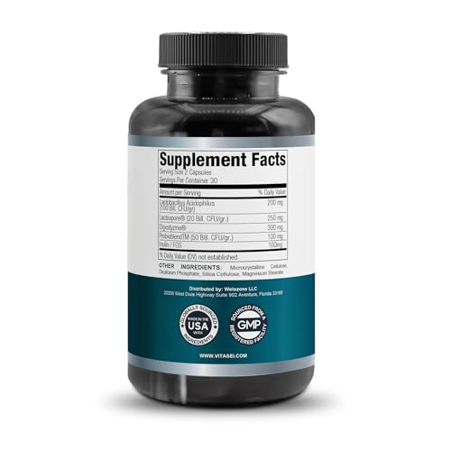 VITASEI Happy Flora, Probiotic Supplement 170 Billion CFU for a Healthy Gut Health with enzymes for Digestion, probiotics for Women and Men, 1 Bottle - 60 Capsules VITASEI uk supplements