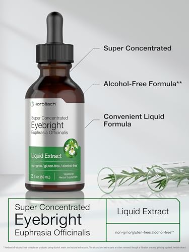 Eyebright Herb Supplement | 2 fl oz | Alcohol Free Drops | Super Concentrated Liquid Horbäach uk supplements