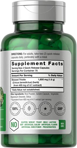 Blessed Thistle Capsules 1600 mg | 150 Count | Max Potency | Non-GMO, Gluten Free Horbäach uk supplements