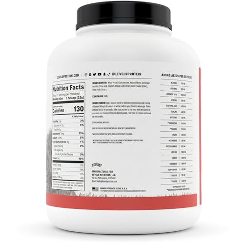 Levels Grass Fed 100% Whey Protein, No Hormones, Strawberry, 5LB Levels Nutrition uk supplements