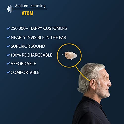 Audien ATOM Rechargeable Hearing Amplifier to Aid and Assist Hearing Audien Hearing uk supplements