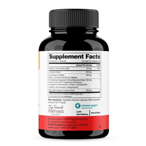 Sandhu's L-Arginine with Nitric Oxide Precursor | Made in The USA| 30 Days Supply Sandhu's uk supplements