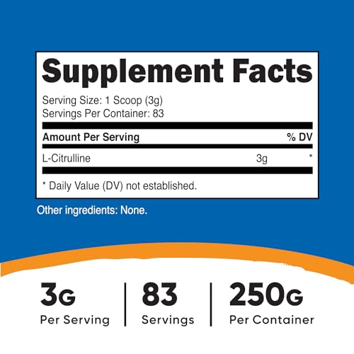 Nutricost Pure L-Citrulline (Base) Powder 250 Grams Nutricost uk supplements