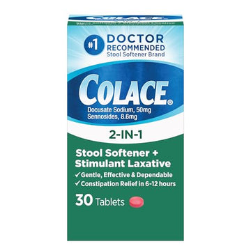 Colace 2-In-1 Stool Softener & Stimulant Laxative Tablets, Gentle Constipation Relief in 6-12 Hours Colace uk supplements