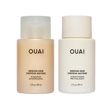 OUAI Medium Hair Shampoo & Conditioner Set, Travel Size - Hydrating Shampoo & Conditioner - With Coconut Oil, Babassu, Kumquat Extract & Keratin - Sulfate, Paraben & Phthalate Free (3 Oz) OUAI uk supplements
