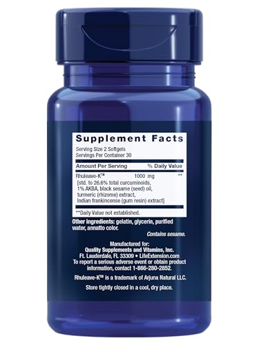Life Extension Fast Acting Relief, Black Sesame Seeds, Turmeric, Boswellia, Joint Support Supplement, Quick Relief for discomfort in Bones, Joints & Muscles, Gluten-Free, Non-GMO, 60 softgels Life Extension uk supplements