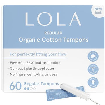 LOLA Organic Cotton Tampons, 60 Count - Tampons Regular, Period Feminine Hygiene Products LOLA uk supplements