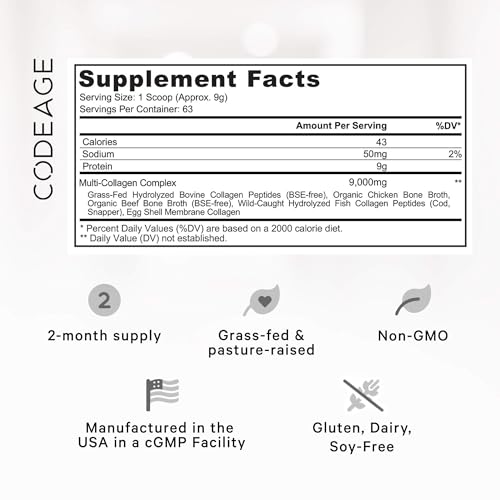 Code Age Multi-Collagen Protein Powder Hydrolyzed 20Oz All-in-One Super Bone Broth Codeage uk supplements
