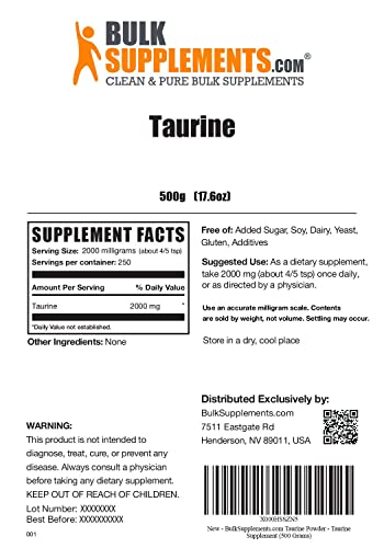 BULKSUPPLEMENTS.COM Taurine Powder - Taurine Supplement, Taurine 2000mg BULKSUPPLEMENTS.COM uk supplements