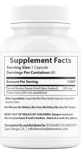 Evolved Elements Raw Grass-Fed Desiccated Bovine Thyroid - Thyroid Support for Women Evolved Elements uk supplements