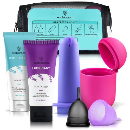 Ecoblossom Complete Menstrual Cup Kit - Small & Large Reusable Period Cups, Silicone Sterilizer EcoBlossom uk supplements