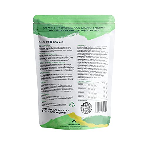 Vegan Multivitamins & Minerals - With High Strength Vitamin B12, D3, K2 & Iron Omvits uk supplements