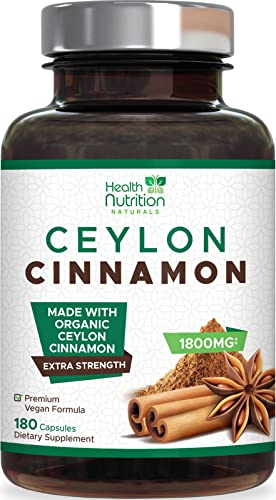 Pure Ceylon Cinnamon Capsules - Certified Organic Cinnamon Pills, Non-GMO, Dairy & Gluten Health Nutrition Naturals uk supplements