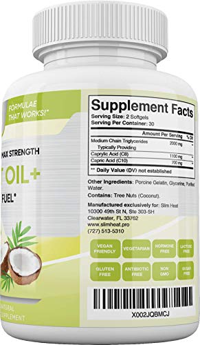 Slim Heat Keto MCT Oil Capsules with C8 & C10 - Fast Acting Ketosis Brain & Body Fuel Slim Heat uk supplements