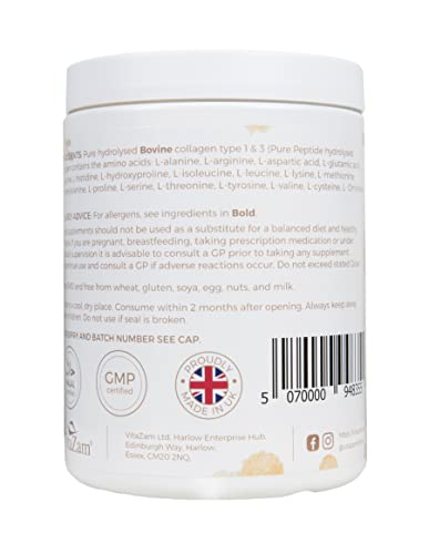Vitazam Fine Diamond Bovine Collagen Powder - Hydrolyzed Type 1 & 3 Collagen Powder Protein VitaZam uk supplements