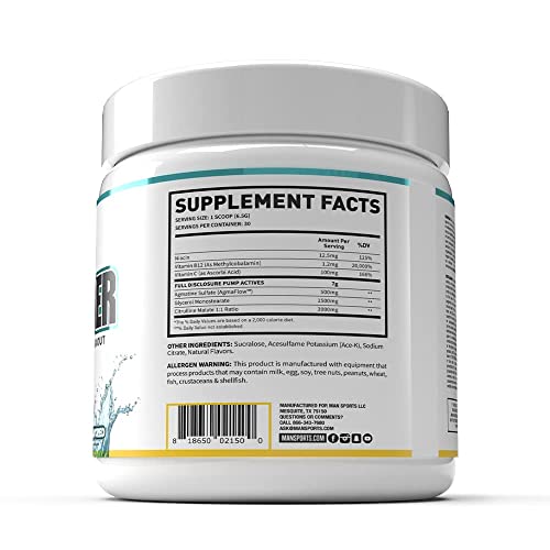 Man Sports Pump Powder. Stimulant Free Neutral Flavored Pre Workout Drink MAN Metabolic Augmenting Nutrition uk supplements