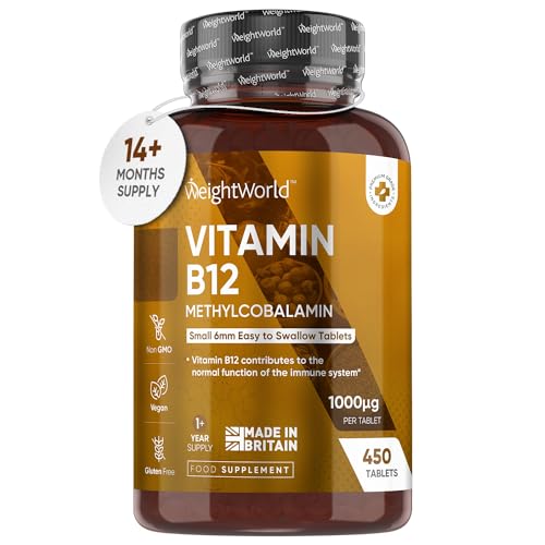 Vitamin B12 Tablets High Strength – 1000mcg Vegan B12 Supplement – 450 Pure Methylcob WeightWorld uk supplements