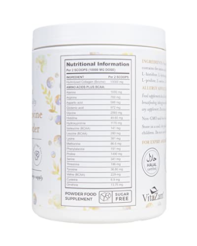 Vitazam Bovine Collagen Peptides - Hydrolyzed Type 1 & 3 Collagen Powder Protein Supplement for Healthy VitaZam uk supplements