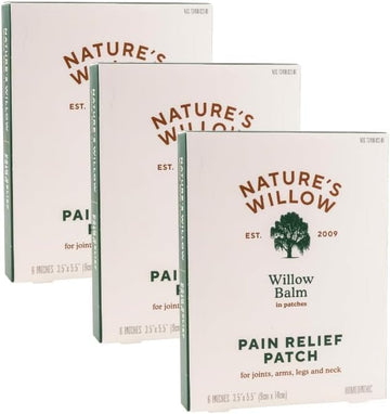 Nature's Willow Natural Pain Relief Patches for Muscles & Joints | Fast-Acting with White Willow Bark | Free from Artificial Fragrances & Dyes | 6 Patches per Pack (3-Pack) Nature's Willow uk supplements