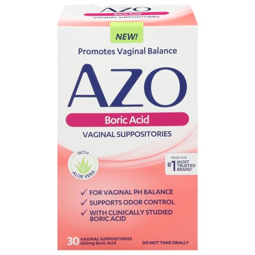 AZO Boric Acid Vaginal Suppositories, Helps Support Odor Control and Balance Vaginal PH AZO uk supplements
