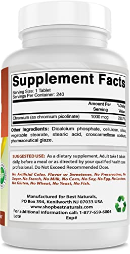 Best Naturals Chromium Picolinate 1000mcg 240 Tablets Best Naturals uk supplements