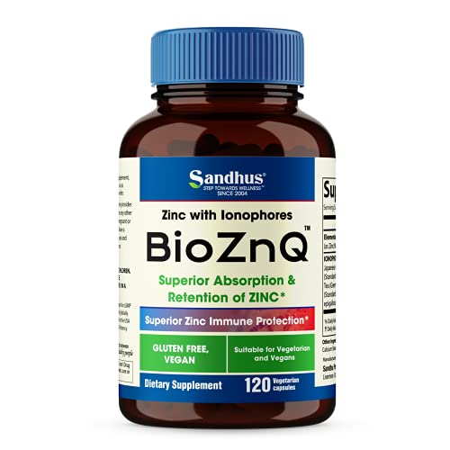 Sandhu's BioZnq 900mg Vegetarian Capsules Zinc Supplement with Quercetin Sandhu's uk supplements
