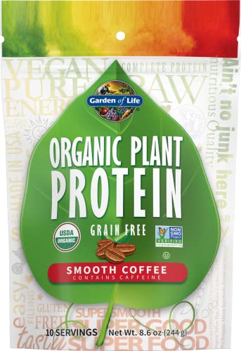 Garden of Life Organic Plant Protein Smooth Coffee Powder, 10 Servings - Vegan Garden of Life uk supplements