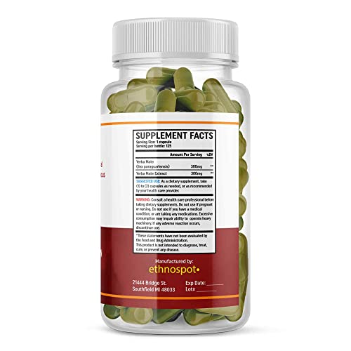 Full Spectrum Yerba Mate Capsules - Boosts Energy & Mental Focus - Supports Health Ethnospot uk supplements