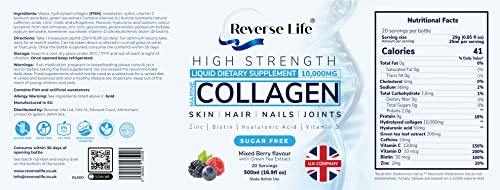 Reverse Life Marine Collagen + Green Tea Liquid Supplement Drink High-Strength 10,000mg Hydrolysed Reverse Life uk supplements