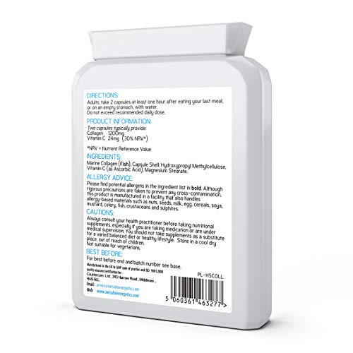 Marine Collagen 600mg 60 Capsules - Highly Bioavailable Naticol® Type 1 swiss bioenergetics uk supplements