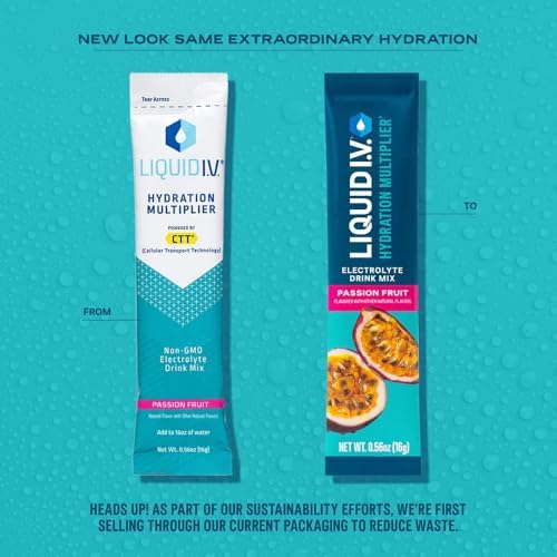 Liquid I.V.® Hydration Multiplier - Passion Fruit | Electrolyte Powder Drink Mix | 1 Pack (16 Servings) Liquid I.V. uk supplements