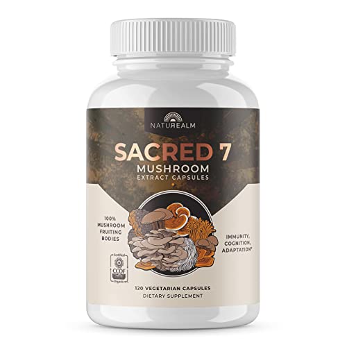 Naturealm Sacred 7 Mushroom Extract Capsules - Chaga, Cordyceps, Lion's Mane Naturealm uk supplements